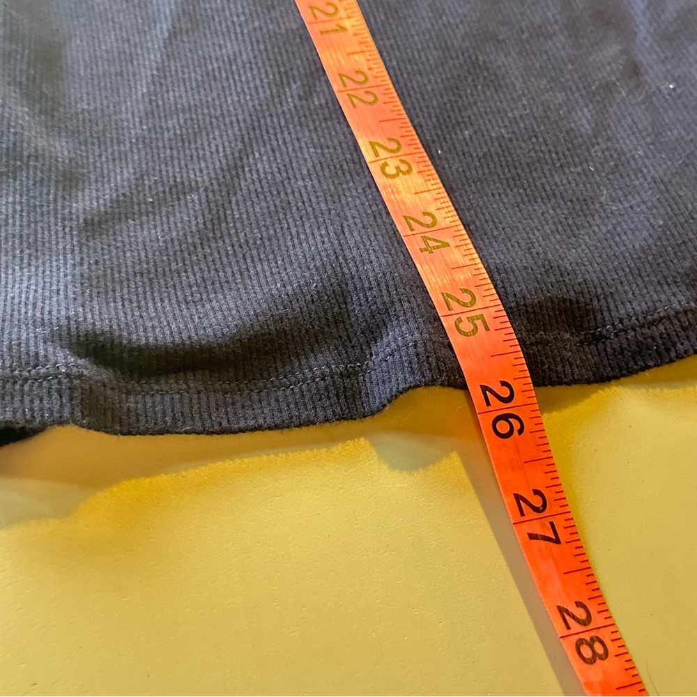 Ralph Lauren Navy Blue Ruffled Scoop Neck Ribbed Short Sleeve Cotton Shirt, 1X - Picture 5 of 6